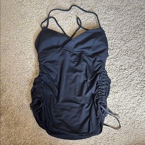 Lululemon Strappy Black Athletic Tank with Ruched Sides